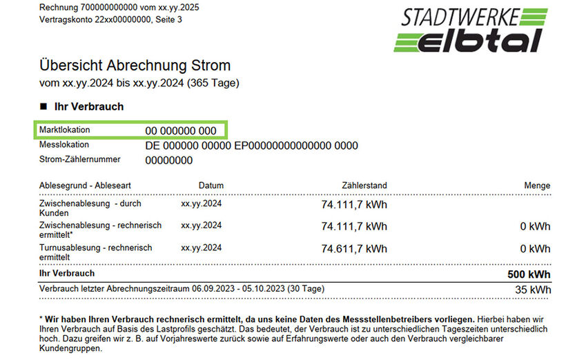 Bild Übersicht Abrechnung Strom